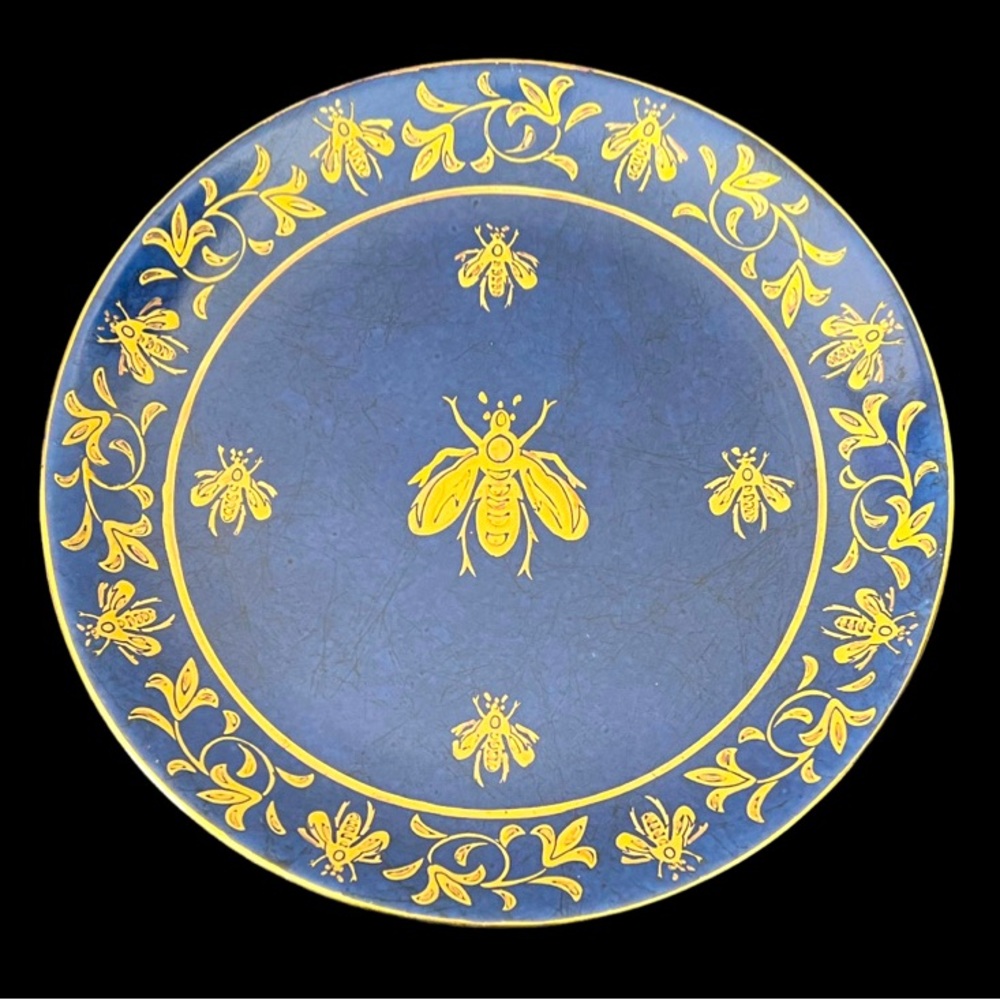 Andrea By Sadek Blue Nap Bee Plate Gold Bumblebee